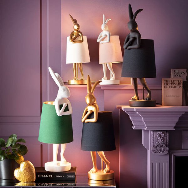 1) Stona lampa Animal Rabbit crna