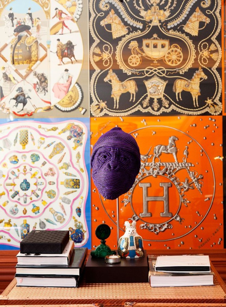 Decorate your walls with silk Hermes scarves