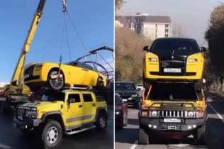 Sve za lajkove: imućni influenser postavio Rolls-Royce Ghost na krov Hummera H2 i vozio se javnim putem