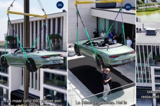 Večera na visini: Bentley od 420.000 dolara podignut dizalicom na krov restorana sa Mišlenovom zvezdom u Belgiji